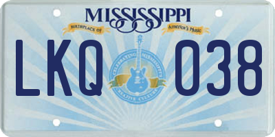 MS license plate LKQ038