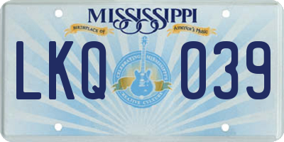 MS license plate LKQ039