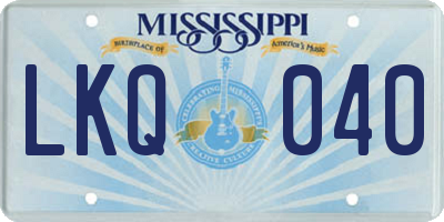 MS license plate LKQ040