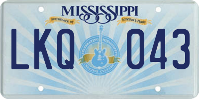 MS license plate LKQ043