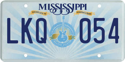 MS license plate LKQ054