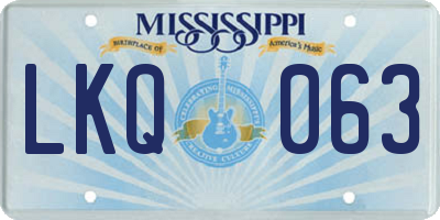 MS license plate LKQ063