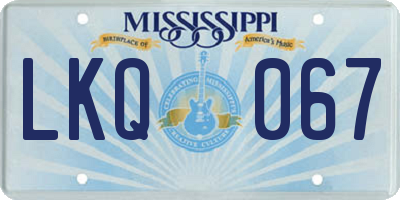 MS license plate LKQ067