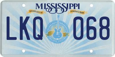 MS license plate LKQ068