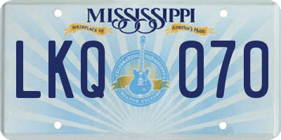 MS license plate LKQ070