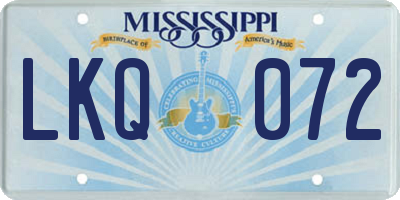 MS license plate LKQ072