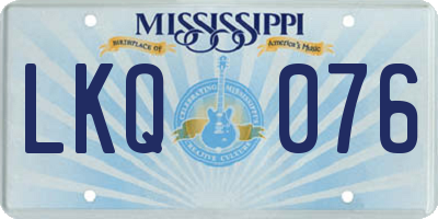 MS license plate LKQ076