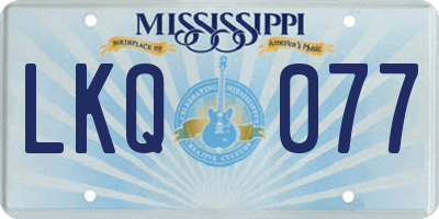 MS license plate LKQ077