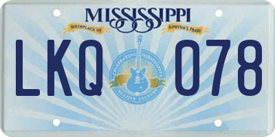 MS license plate LKQ078