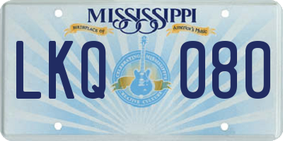 MS license plate LKQ080
