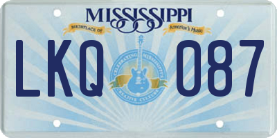 MS license plate LKQ087