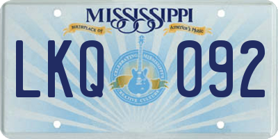MS license plate LKQ092