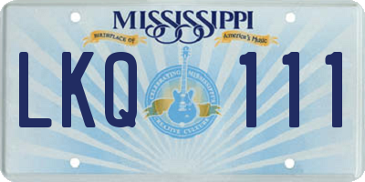 MS license plate LKQ111