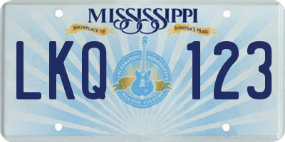 MS license plate LKQ123