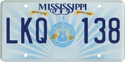 MS license plate LKQ138