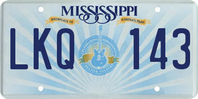MS license plate LKQ143
