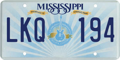 MS license plate LKQ194
