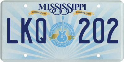 MS license plate LKQ202