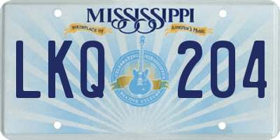 MS license plate LKQ204