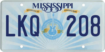 MS license plate LKQ208