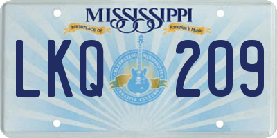 MS license plate LKQ209