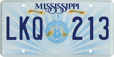 MS license plate LKQ213