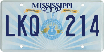 MS license plate LKQ214