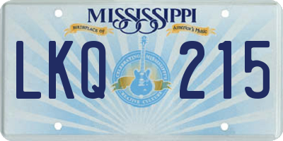MS license plate LKQ215