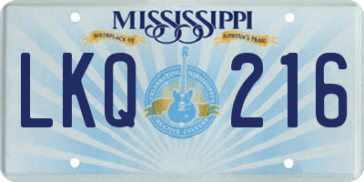 MS license plate LKQ216
