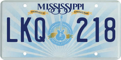 MS license plate LKQ218