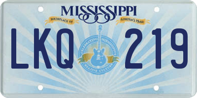 MS license plate LKQ219