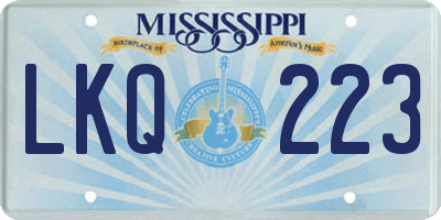 MS license plate LKQ223