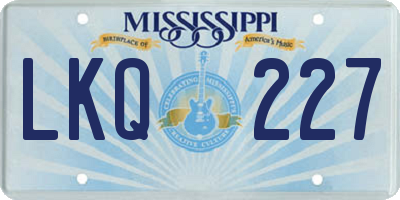 MS license plate LKQ227