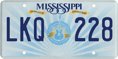 MS license plate LKQ228