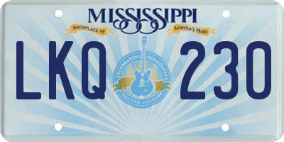 MS license plate LKQ230