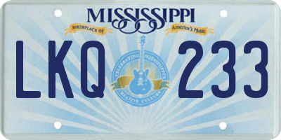 MS license plate LKQ233