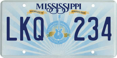 MS license plate LKQ234