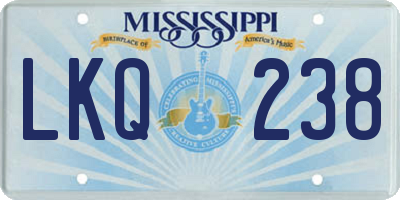 MS license plate LKQ238