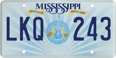 MS license plate LKQ243
