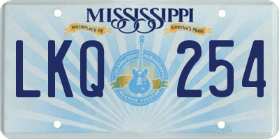 MS license plate LKQ254