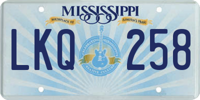 MS license plate LKQ258
