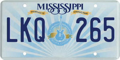 MS license plate LKQ265