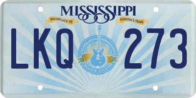 MS license plate LKQ273