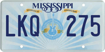 MS license plate LKQ275