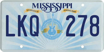 MS license plate LKQ278