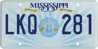 MS license plate LKQ281