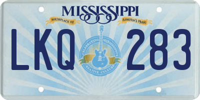 MS license plate LKQ283