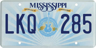 MS license plate LKQ285