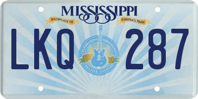 MS license plate LKQ287