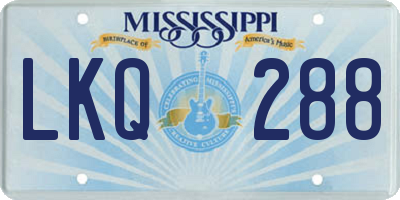 MS license plate LKQ288